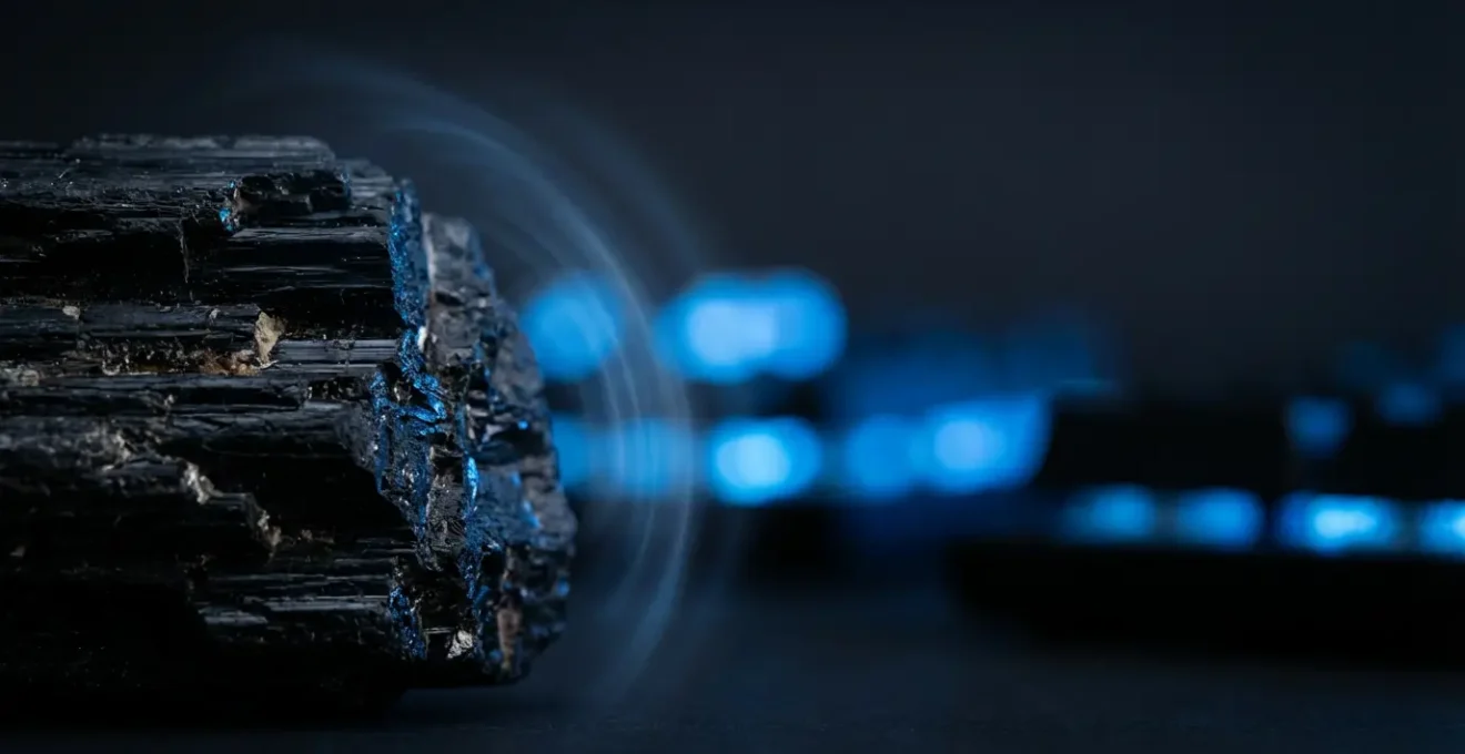 Escudo energético de turmalina negra contra radiación electromagnética